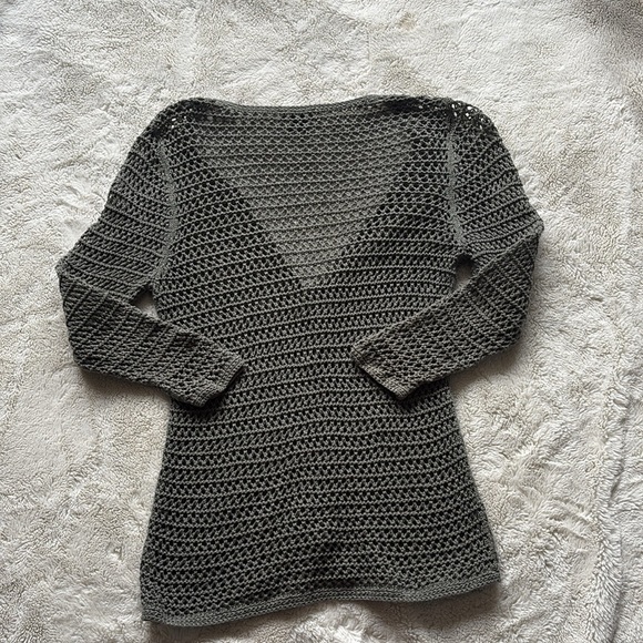 Eddie Bauer Crochet Knit Button-Up Top | Boho Coastal Grandma Core Size Medium - Picture 5 of 6